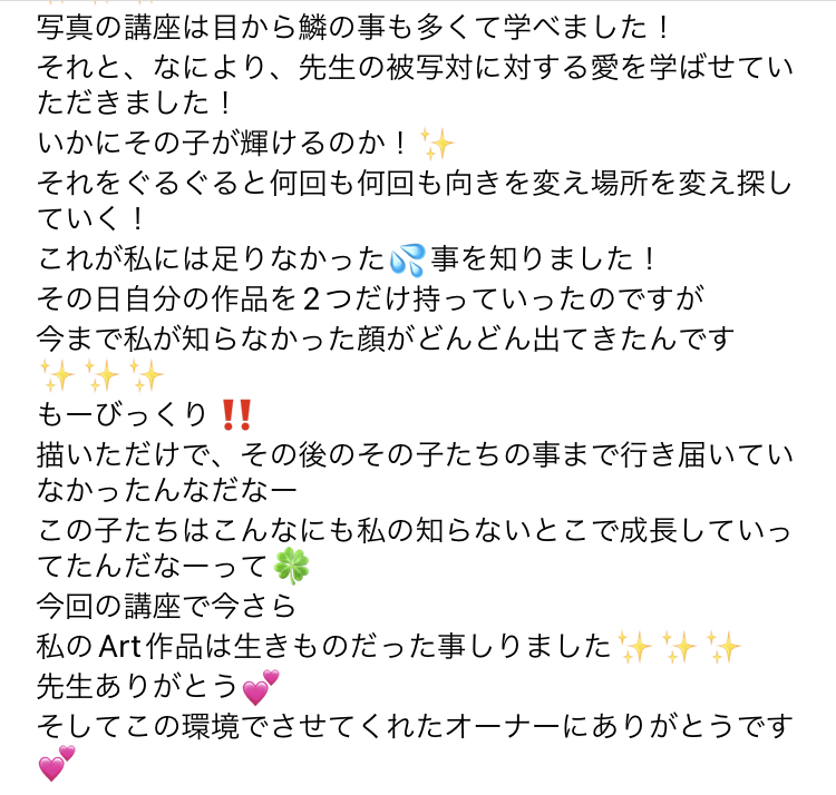 写真講座のご感想